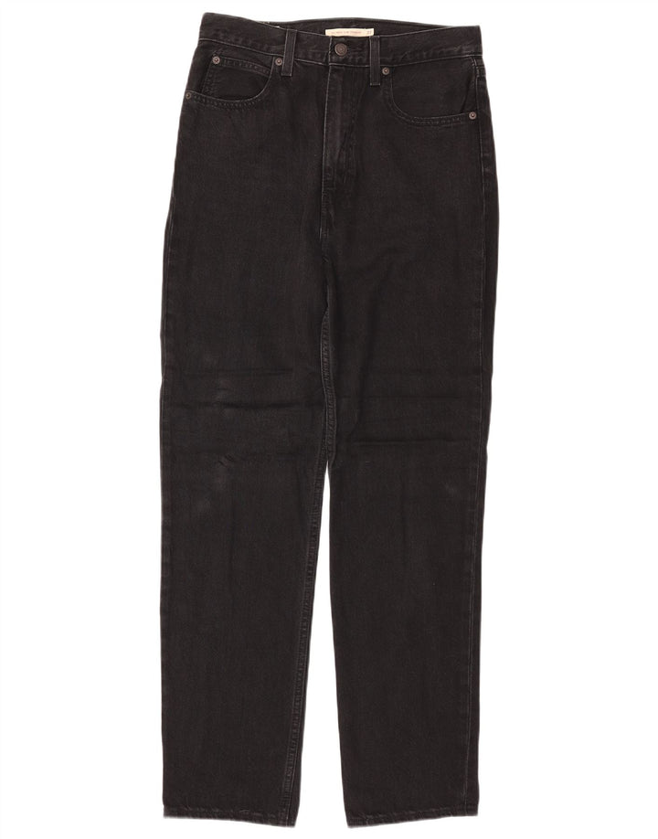 LEVI'S Kvinder Højtaljede Slim Straight Jeans W27 L29 Sort Bomuld
