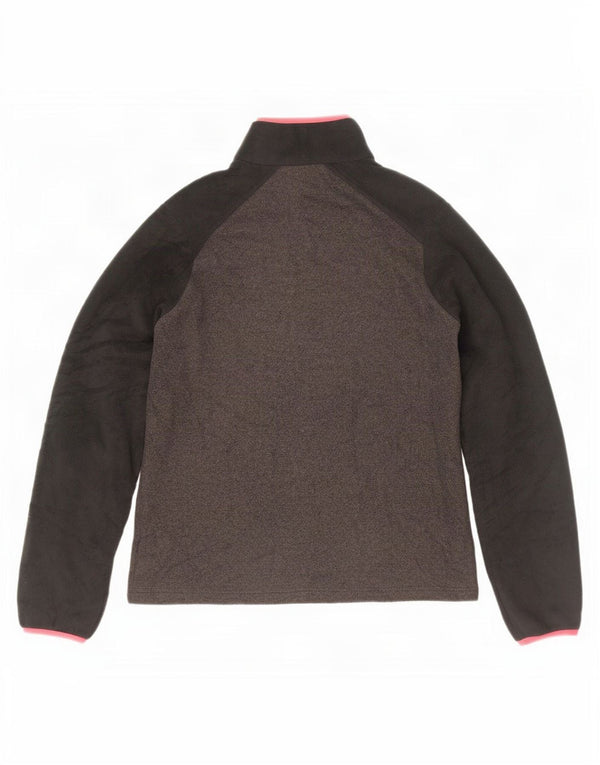 Columbia Womens Button Neck Fleece Jumper UK 16 Large Grey Colourblock