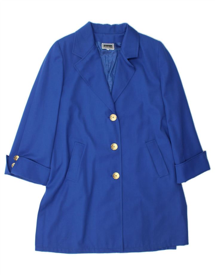 LUISA SPAGNOLI Womens Overcoat UK 10 Small Blue Virgin Wool Vintage Luisa Spagnoli and Second-Hand Luisa Spagnoli from Messina Hembry 