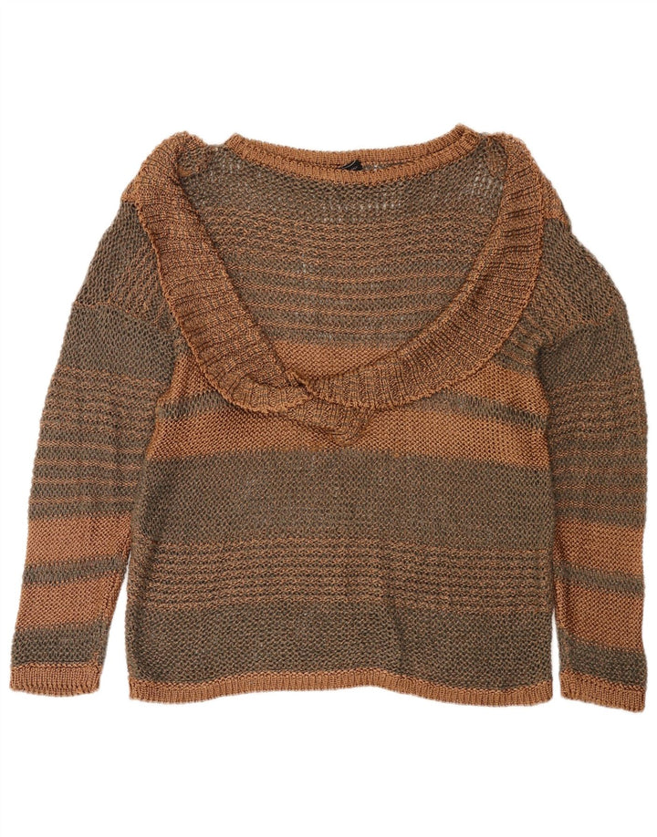 Gigi Pary Dame Boat Neck Jumper Sweater EU 40 Medium Brun Stribet
