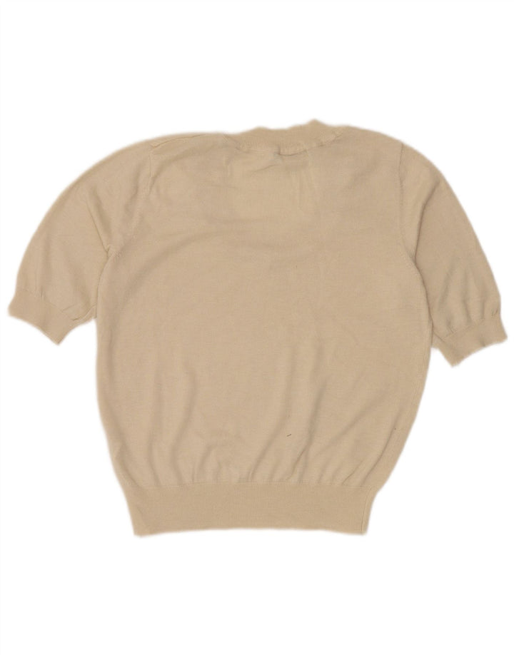 Zara Kortærmet Bluse Top UK 12 Medium Off White Nylon