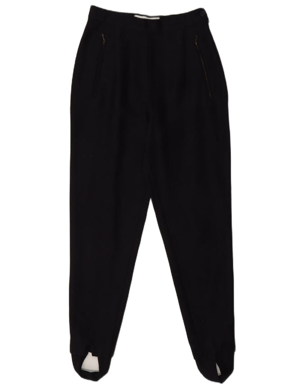 Caractere Womens Stirrup Trousers UK 8 Small W24 L30 Navy Blue Virgin Wool