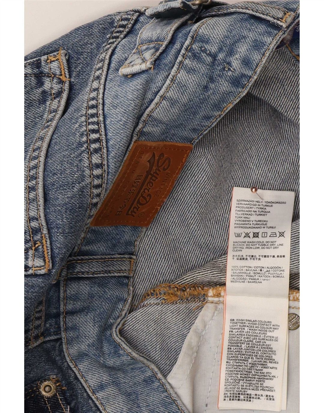 Superdry denimnederdel til kvinder W30 Medium Blue Bomuld