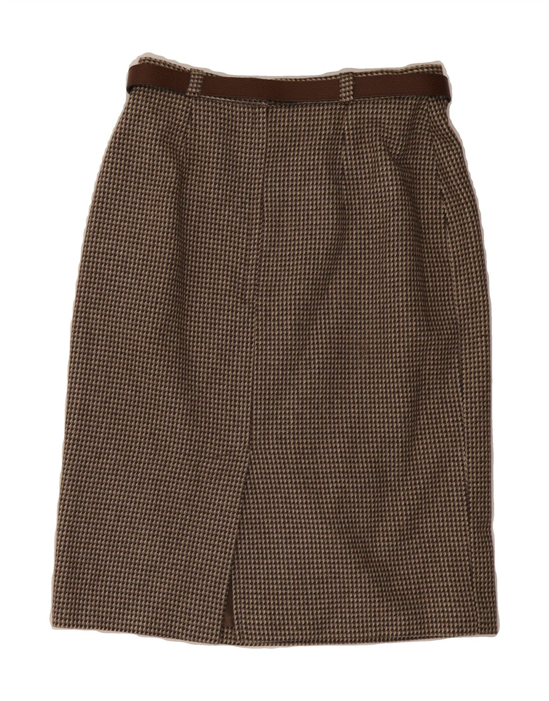 VINTAGE Womens Pencil Skirt UK 12 Medium W28  Brown Houndstooth Vintage Vintage and Second-Hand Vintage from Messina Hembry 