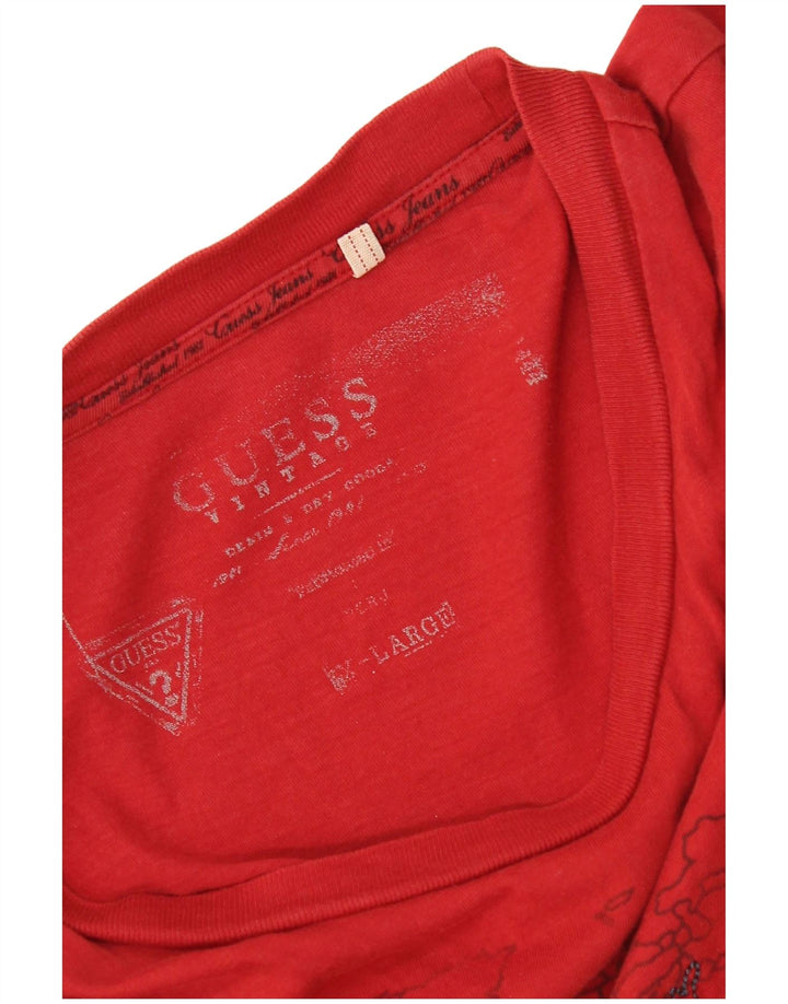 Guess Graphic T-Shirt Top UK 18 XL Rød