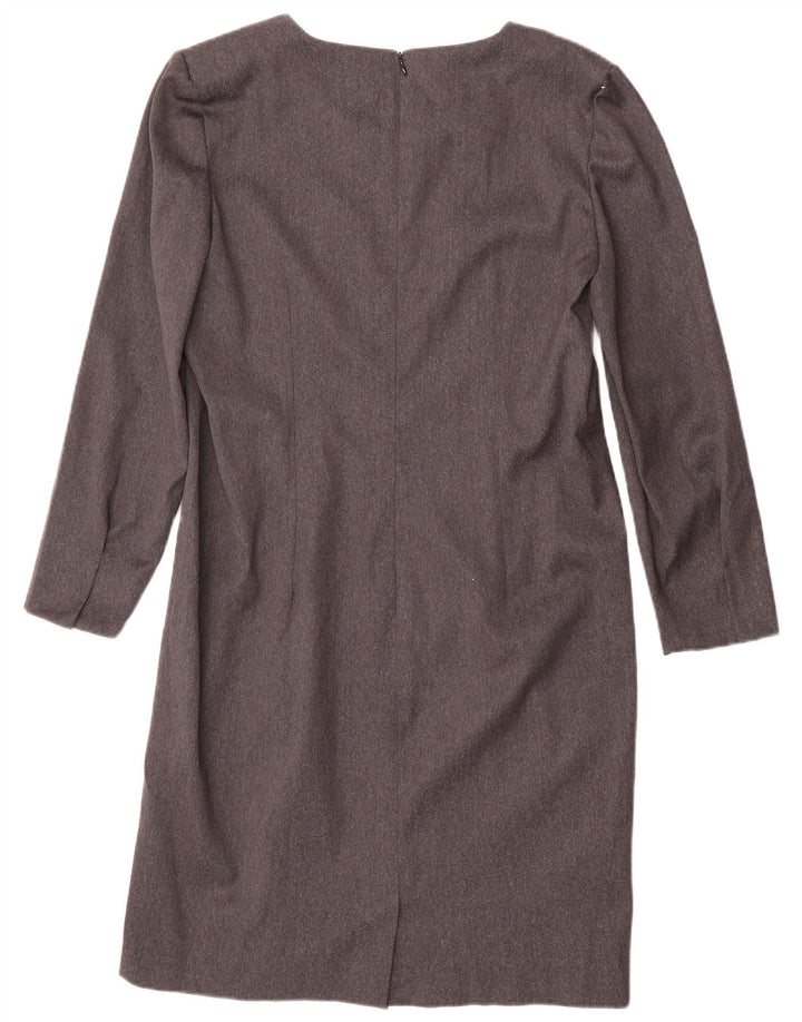 Vanita Dame Langærmet Skift Kjole UK 14 Stor Grå Uld