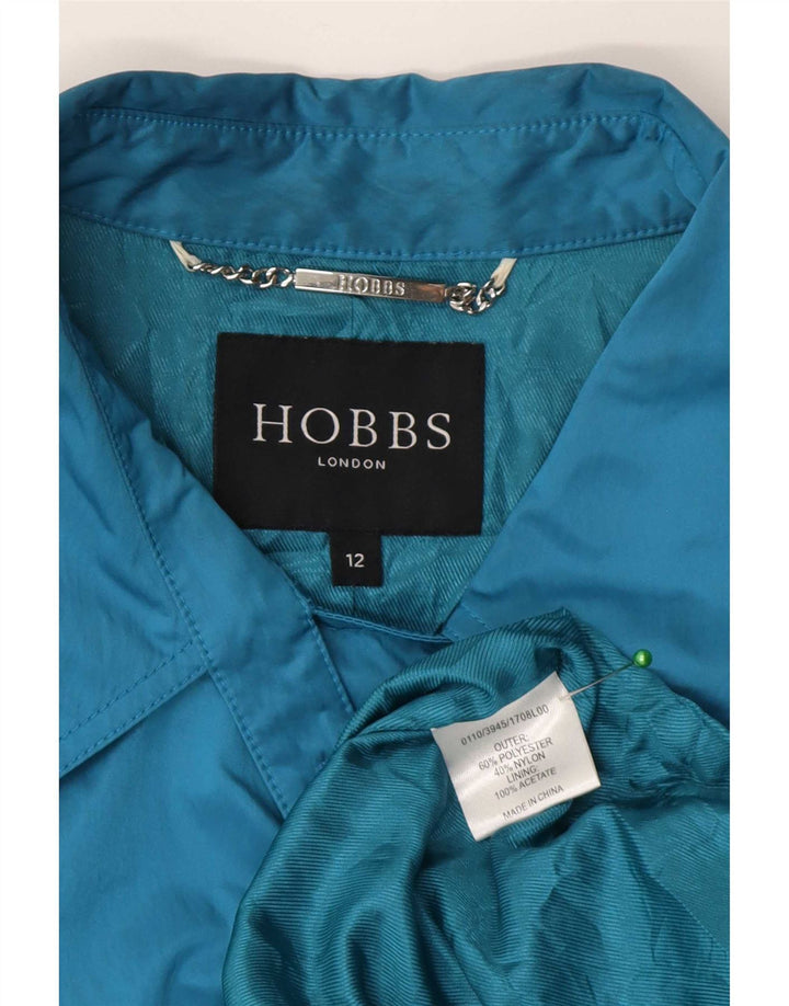 Hobbs Dame Kort Dobbeltradet Trench Coat UK 12 Medium Blue Polyester