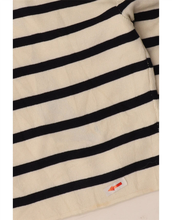 Zara Dame Crop Top Langærmet UK 8 Lille hvid stribet viskose