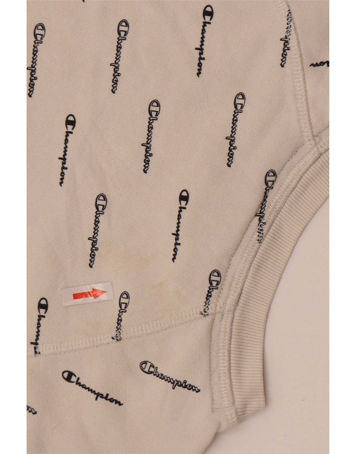 Champion Womens Crop Graphic Sweatshirt Jumper UK 14 Medium White Bomuld