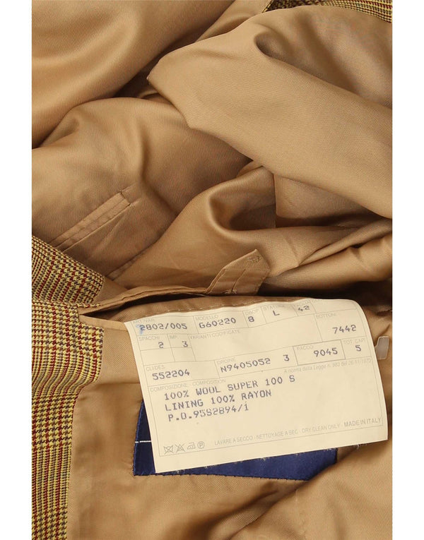 Gieves & Hawkes Herre 2-knaps blazerjakke UK 42 XL Brun Houndstooth Uld