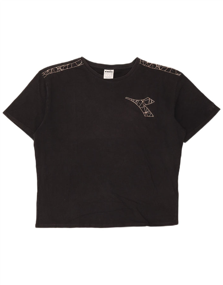 Diadora Herre Grafisk T-Shirt Top XL Sort Bomuld