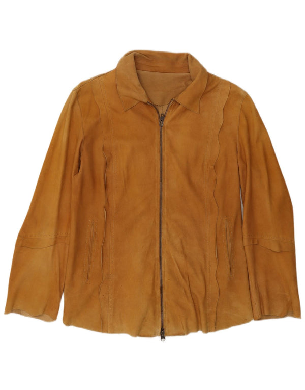 Vintage Dame Ruskind Overshirt Shirt IT 44 Medium Beige Læder