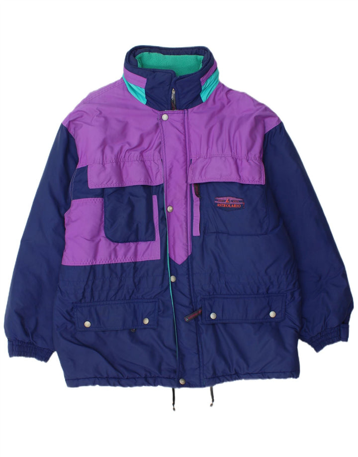 Astrolabio Skijakke med hætte til mænd UK 38 Medium Navy Blue Colourblock