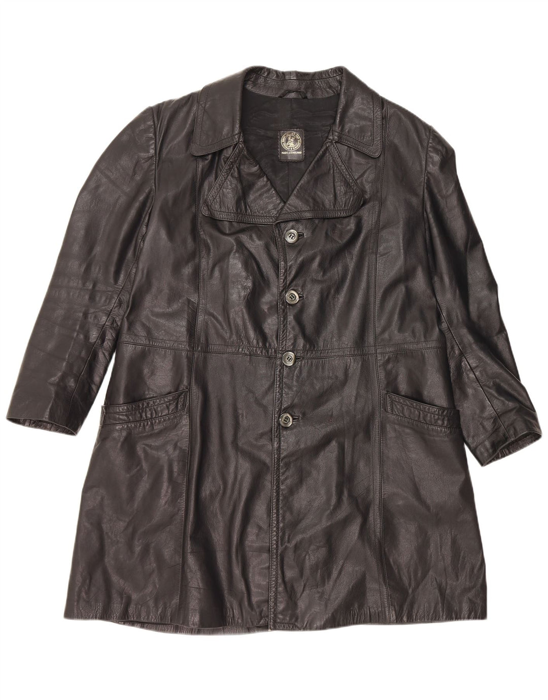 Vintage Læderfrakke til mænd UK 40 Stor sort læder