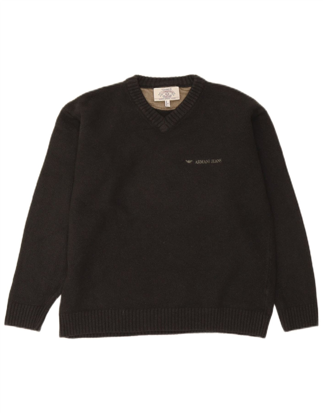 Armani Jeans Herre V-hals sweater Stor Grå Uld