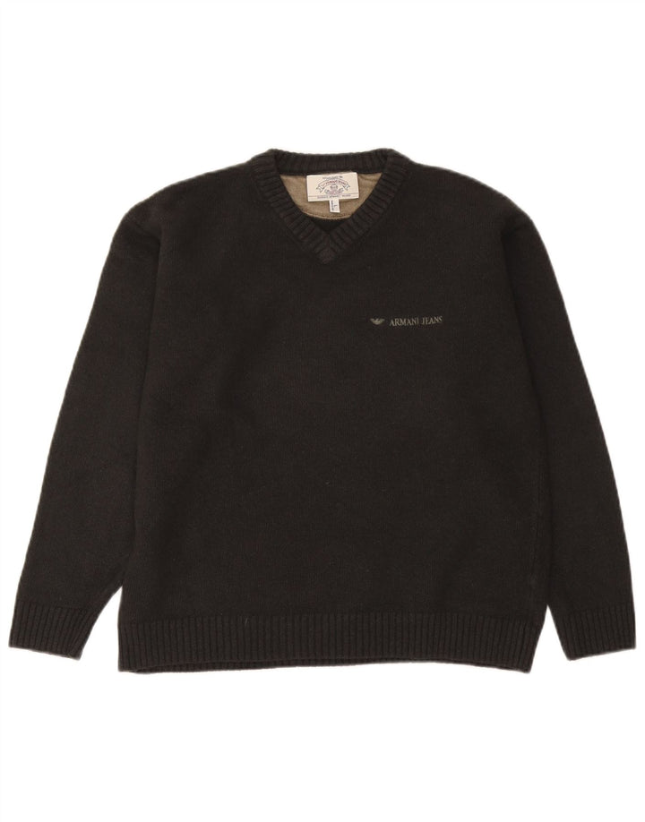Armani Jeans Herre V-hals sweater Stor Grå Uld