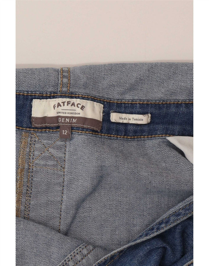 Fat Face Kvinders Distressed Dungarees Denim Shorts UK 12 Medium W32 Blue