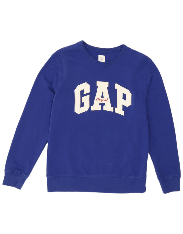 Gap Womens Grafisk Sweatshirt Jumper UK 10 Small Blue Cotton
