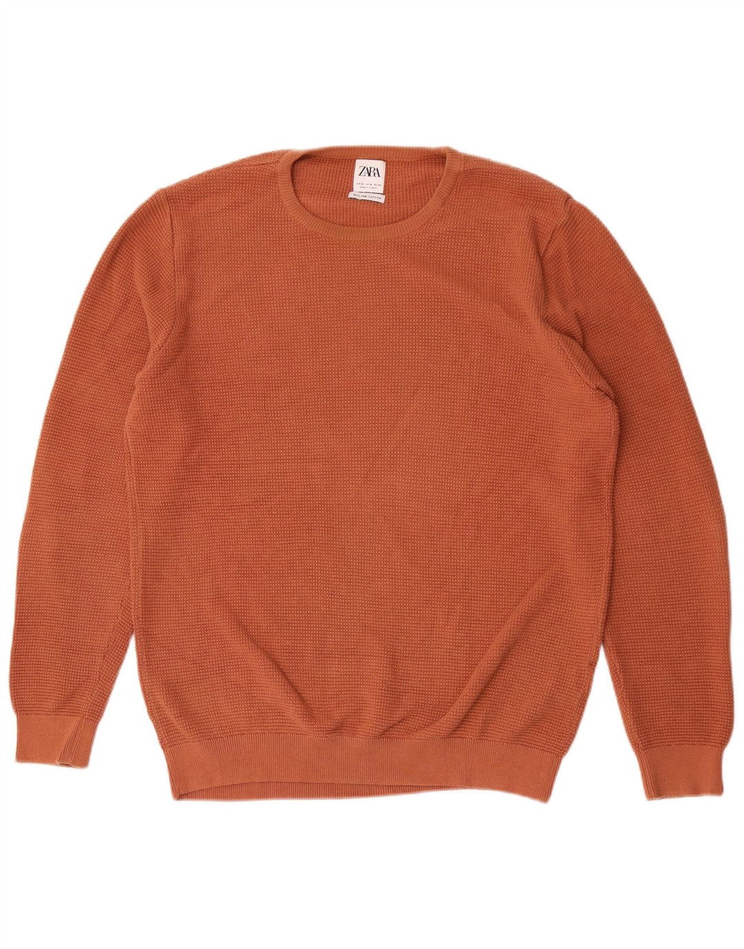 Zara Herre sweater med rund hals, medium orange bomuld