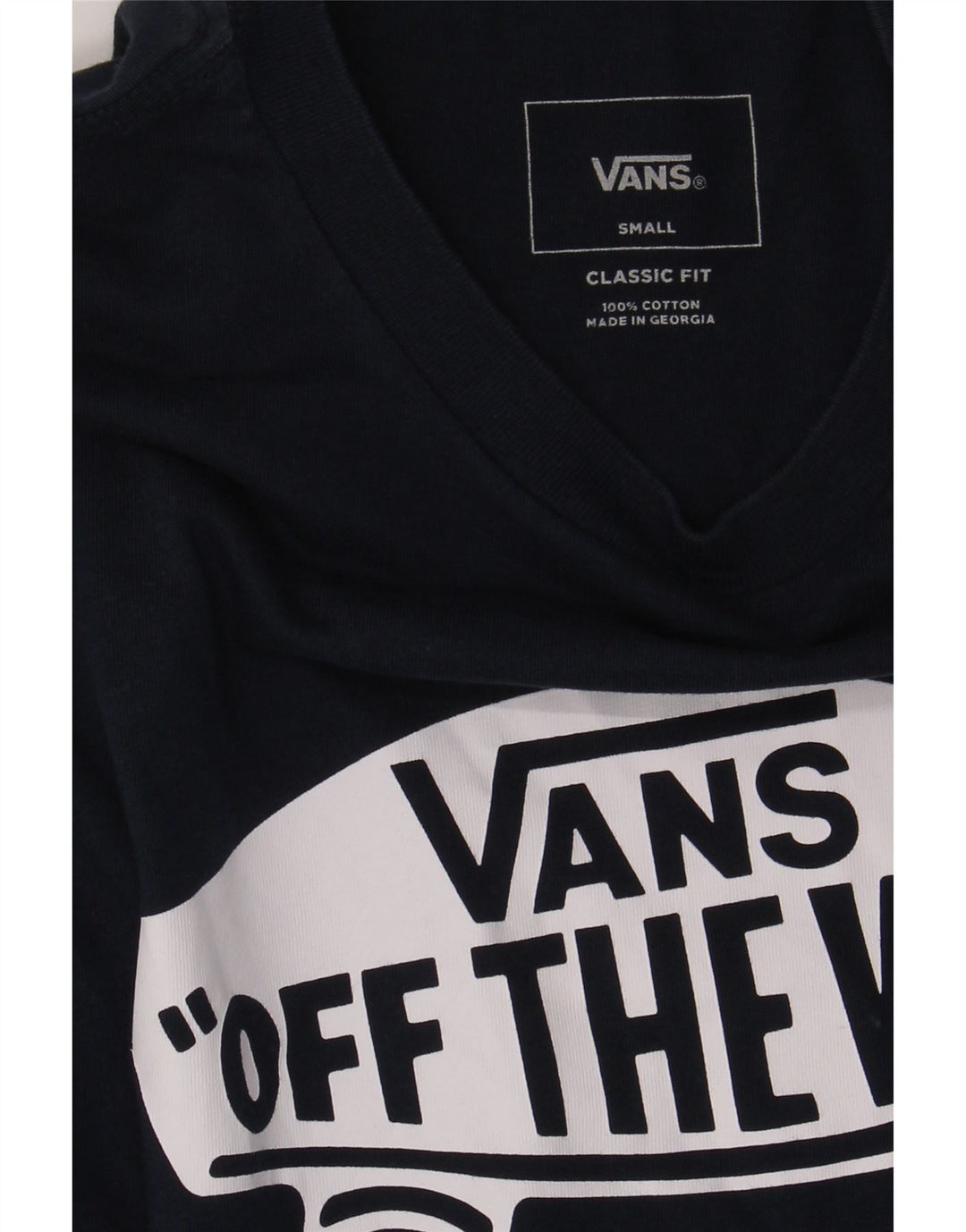 VANS Mens Classic Fit Graphic Top Long Sleeve Small Navy Blue Cotton Vintage Vans and Second-Hand Vans from Messina Hembry 