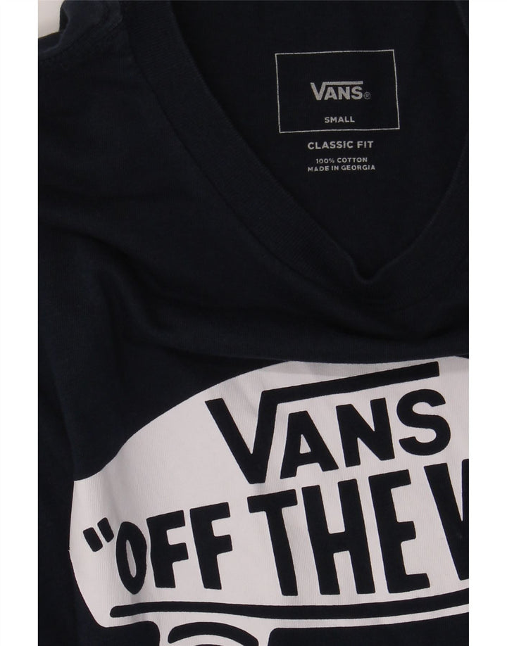 VANS Mens Classic Fit Graphic Top Long Sleeve Small Navy Blue Cotton Vintage Vans and Second-Hand Vans from Messina Hembry 