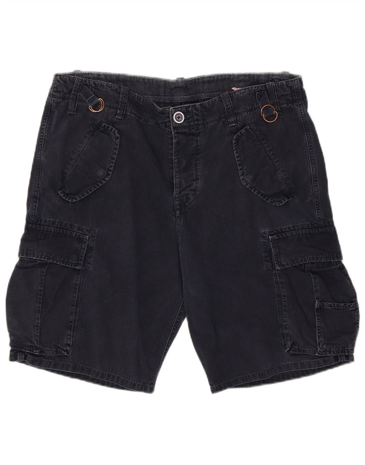 Vintage Herre Cargo Shorts W33 Medium Marineblå Bomuld