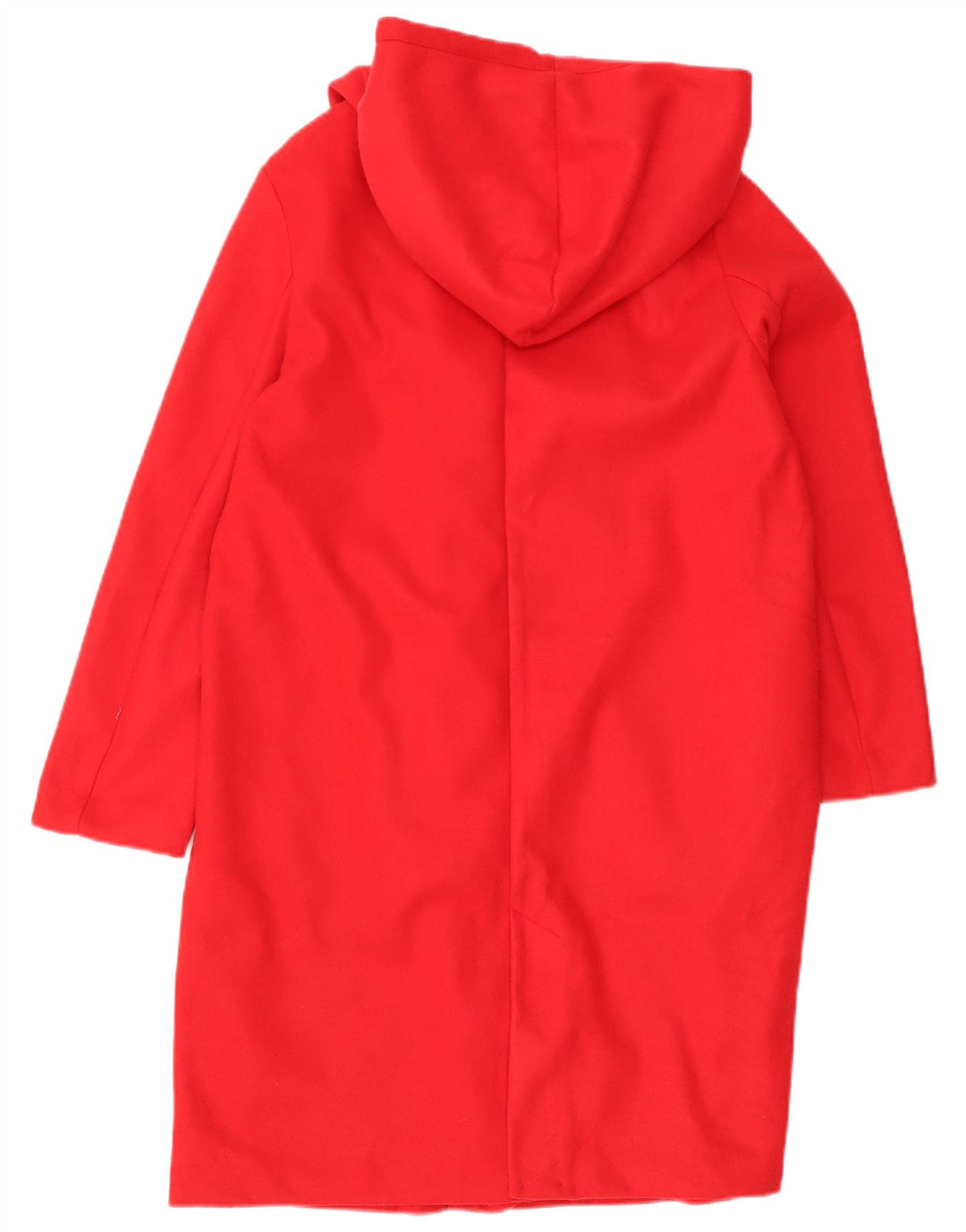 Zara Dame Hætte Overfrakke UK 14 Medium Rød Polyester