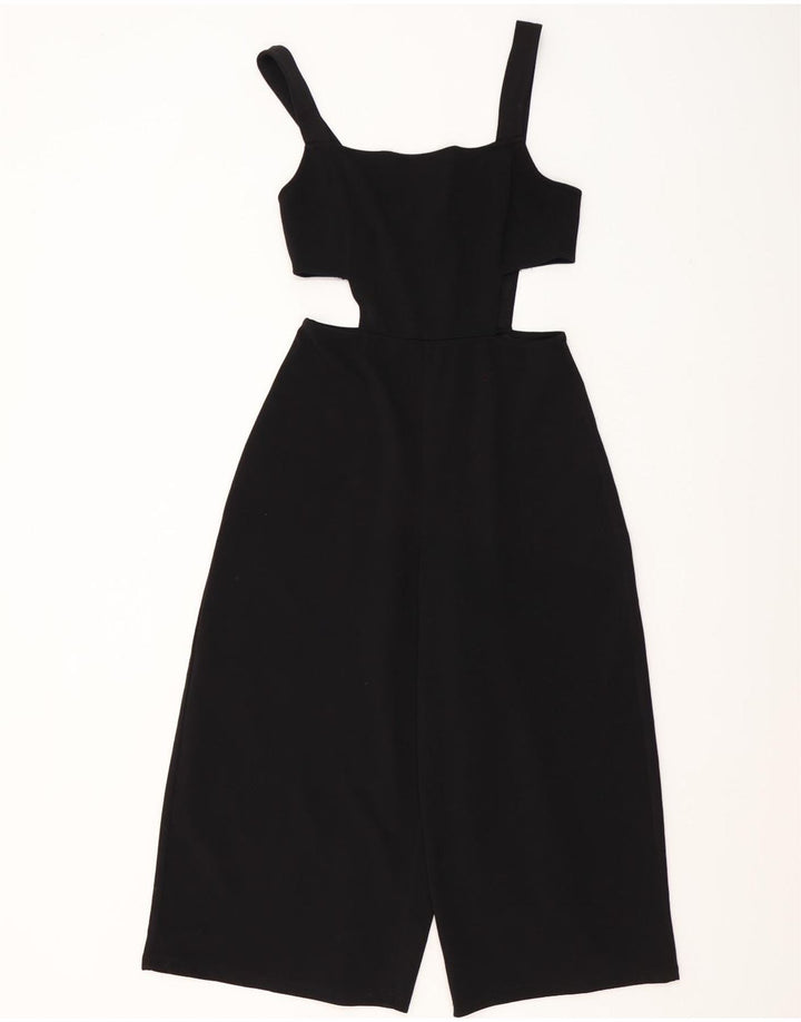 Zara Dame Ærmeløs Jumpsuit UK 12 Medium Black
