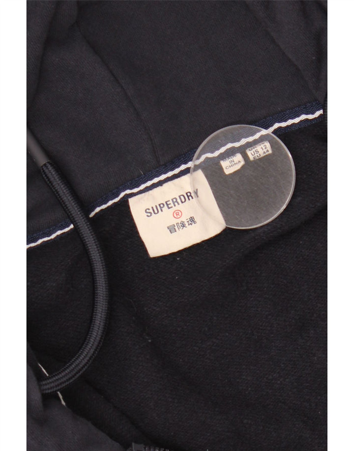 SUPERDRY hættetrøje til kvinder med lynlås UK 16 Large Navy Blue