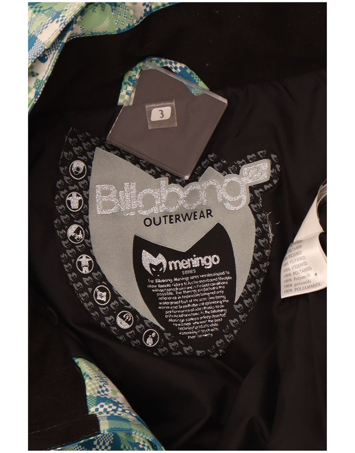 BILLABONG vindjakke med hætte til kvinder UK 14 Stor grøn ternet