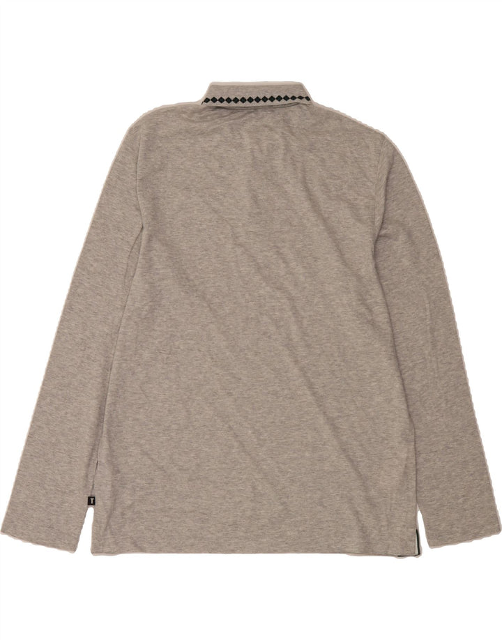 TED BAKER Mens Long Sleeve Polo Shirt Size 3 Medium Grey Cotton Vintage Ted Baker and Second-Hand Ted Baker from Messina Hembry 