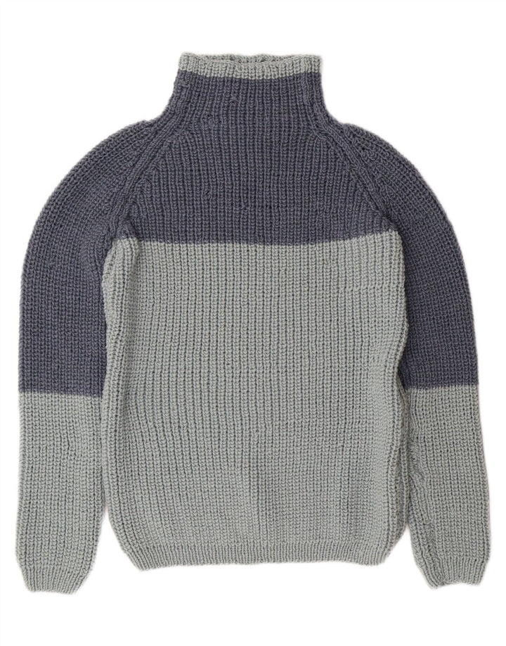 VINTAGE Mens Turtle Neck Jumper Sweater Small Grey Colourblock Vintage Vintage and Second-Hand Vintage from Messina Hembry 