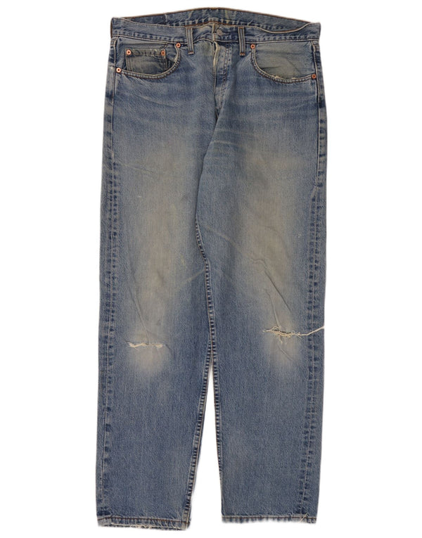 Levi's Men Distressed Straight Jeans W36 L32 Blå Bomuld