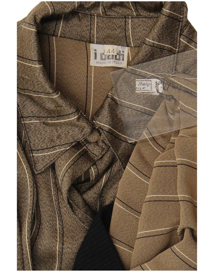 Vintage Kvinders Militær Oversized Bluse Top IT 44 Medium Khaki stribet