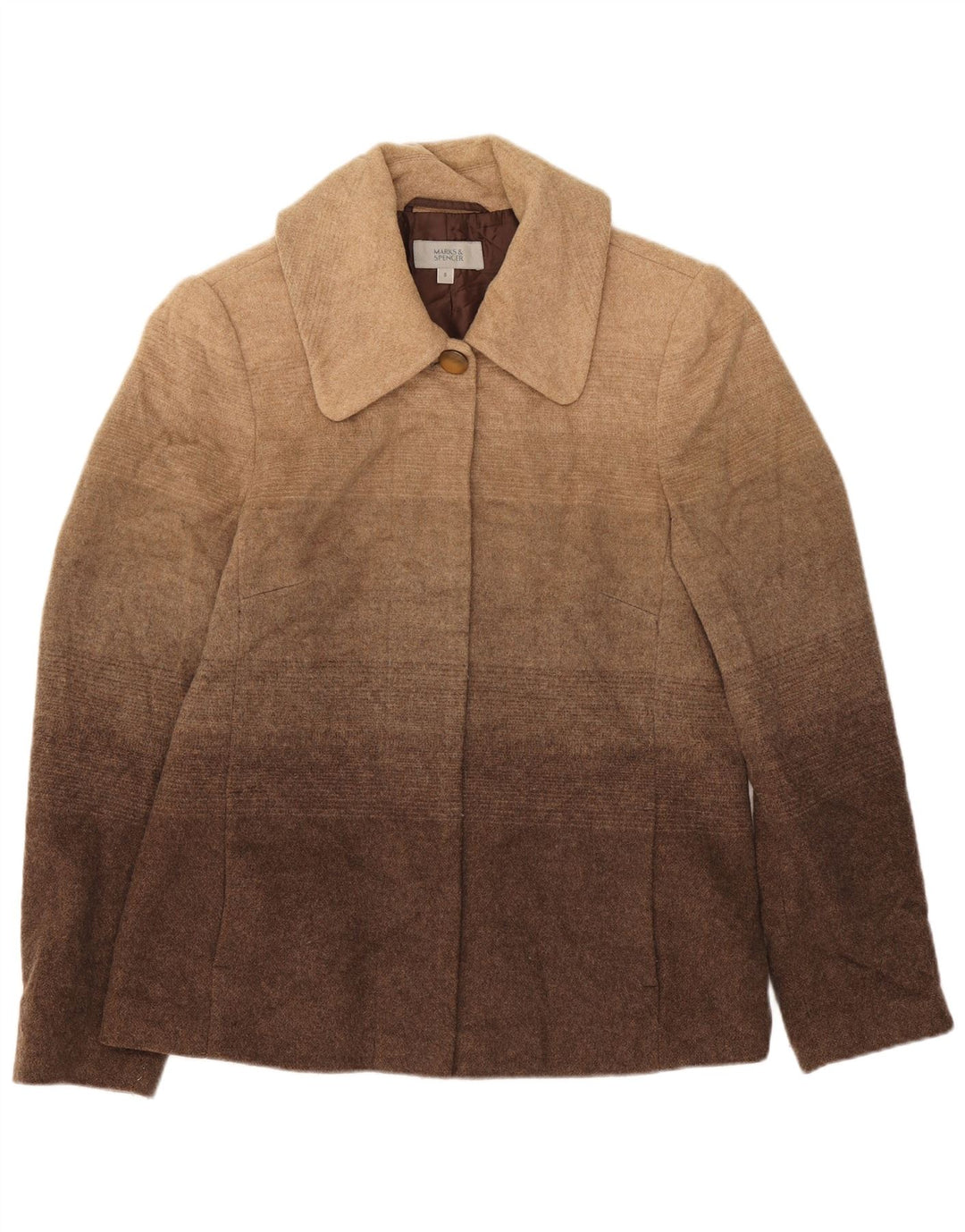 Marks & Spencer Damejakke UK 8 Small Brown Colourblock New Wool