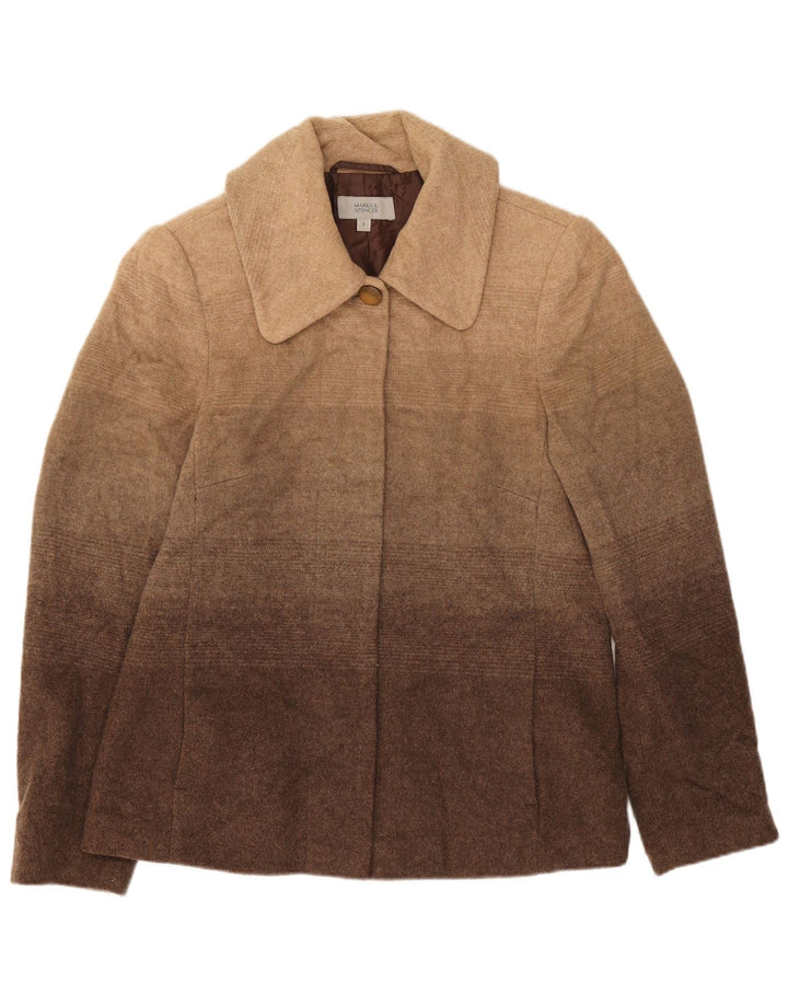 Marks & Spencer Damejakke UK 8 Small Brown Colourblock New Wool