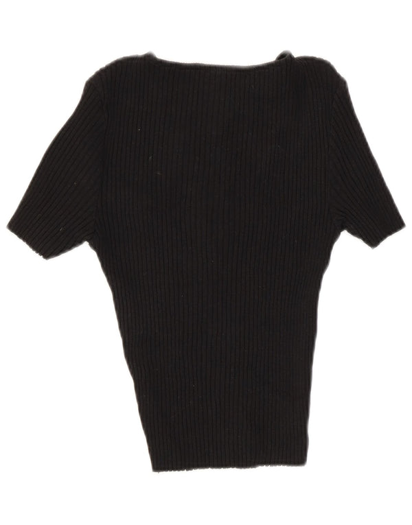 Zara Womens Crop Bluse Top UK 8 Small Black Bomuld