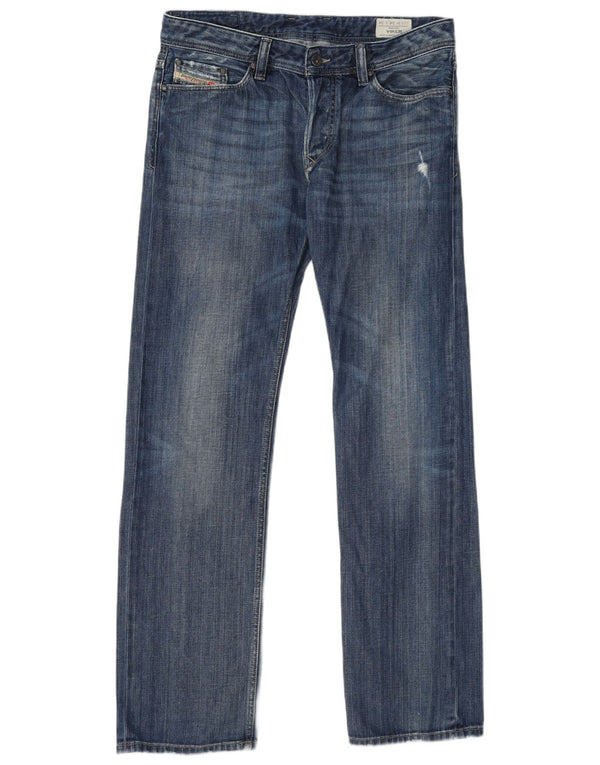 Diesel Mens Viker Distressed Straight Jeans W34 L34 Blue Cotton