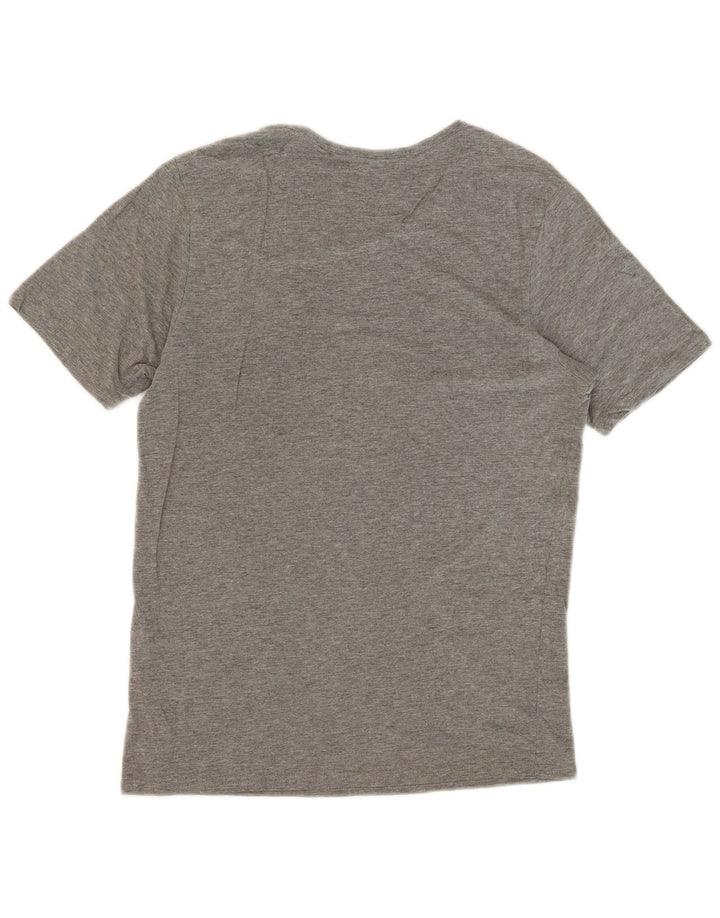 JACK & JONES Herre grafisk T-shirt top mellemgrå flækket bomuld