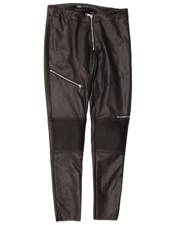 Zara Womens Slim Faux Leather Trousers Medium W28 L27 Black Polyester