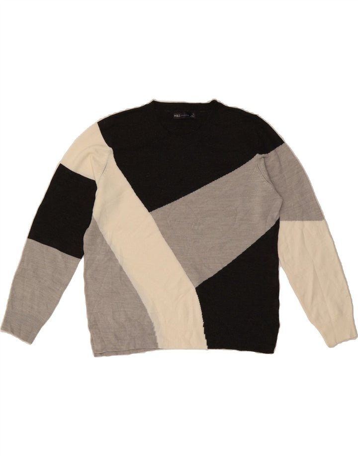 MARKS & SPENCER Womens Crew Neck Jumper Sweater UK 14 Large Black Vintage Marks & Spencer and Second-Hand Marks & Spencer from Messina Hembry 