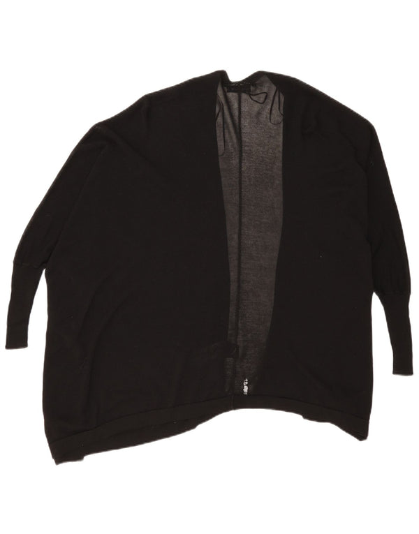 Zara Womens Loose Fit Open Cardigan Sweater UK 10 Small Black Viscose