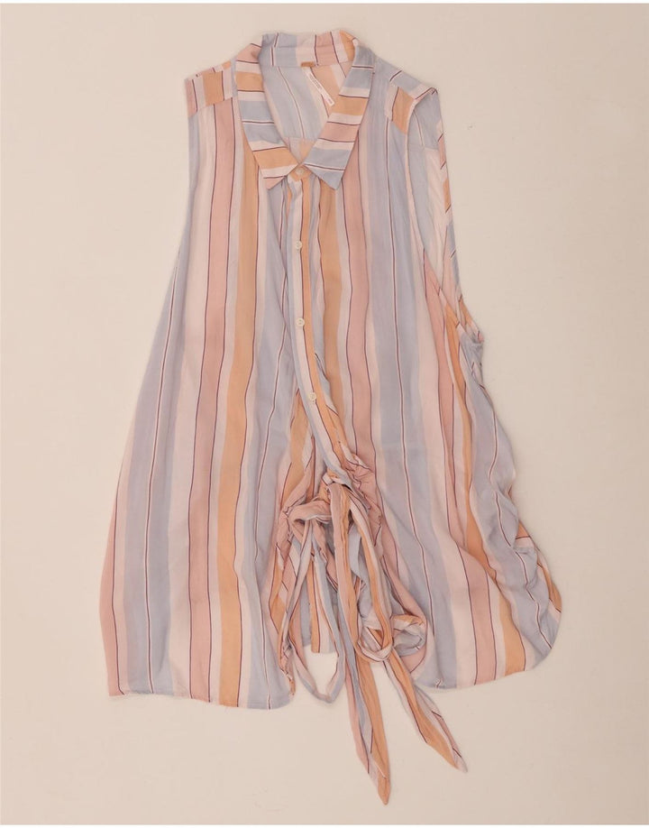 Free People Dame Skjorte Bluse UK 12 Medium Flerfarvet Stribet