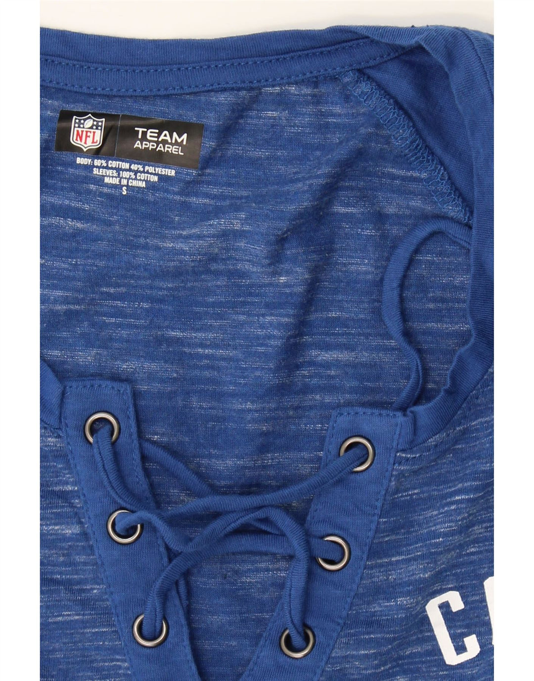 NFL Womens Indianapolis Colts Graphic Top 3/4 Sleeve UK 10 Small Blue Vintage NFL and Second-Hand NFL from Messina Hembry 