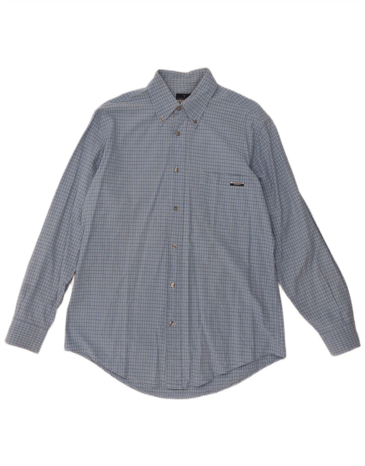 Trussardi herreskjorte stor blå Gingham