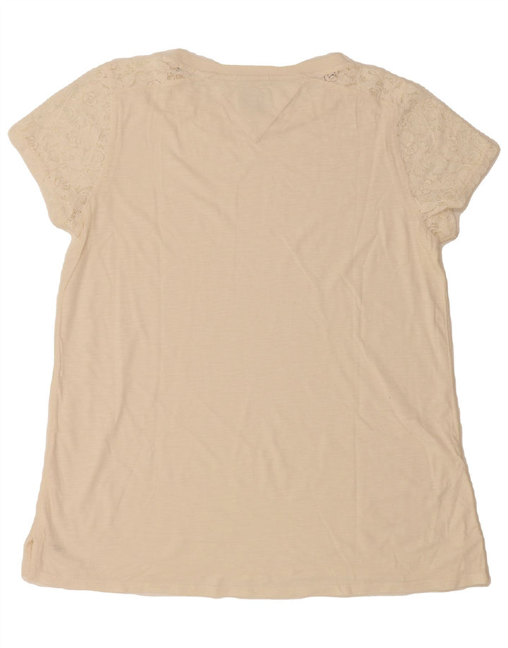 TOMMY HILFIGER Womens T-Shirt Top UK 16 Large Off White Vintage Tommy Hilfiger and Second-Hand Tommy Hilfiger from Messina Hembry 
