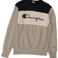 Champion Dame Grafisk Sweatshirt Jumper UK 14 Medium Grey Colourblock