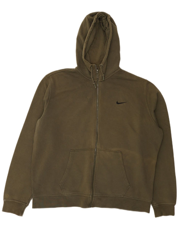 Nike Mens Zip Hoodie Sweater 2XL Khaki