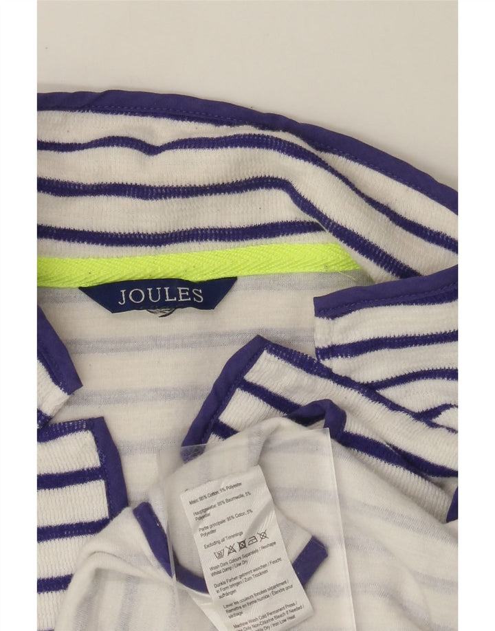 JOULES Dame Crop Open Cardigan Sweater UK 8 Lille hvid stribet bomuld