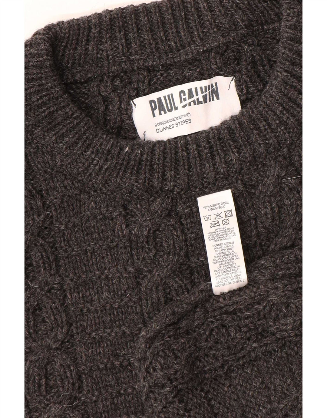 Dunnes Stores Herre Boat Neck Jumper Sweater Stor Grå Uld